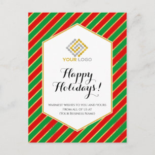 Kerstmis met Red Gold Green Stripes Business Briefkaart