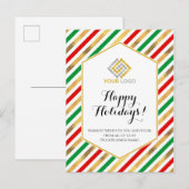 Kerstmis met Red Gold Green Stripes Business Briefkaart (Voorkant / Achterkant)