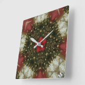 Kerstmis met Red Green Gold met Red Star Vierkante Klok (Hoek)
