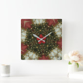 Kerstmis met Red Green Gold met Red Star Vierkante Klok (Huis)