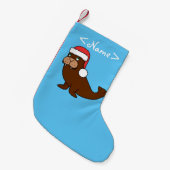 Kerstmis met Red Santa Hat Kleine Kerstsok (Voorkant (Hangend))