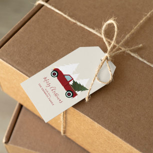Kerstmis met Red Truck Cadeaulabel