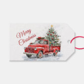  Kerstmis met Red Truck Cadeaulabel (Voorkant (Horizontaal))