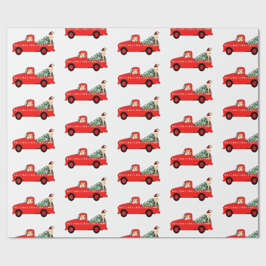  Kerstmis met Red Truck Cadeaupapier (Vlak)