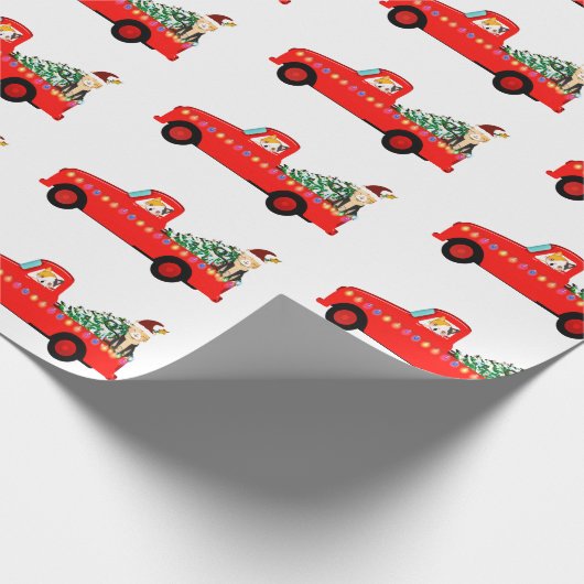  Kerstmis met Red Truck Cadeaupapier (Hoek)