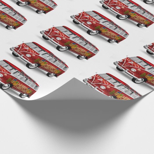  Kerstmis met Red Truck Cadeaupapier (Hoek)