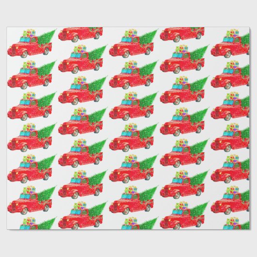  Kerstmis met Red Truck Cadeaupapier (Vlak)