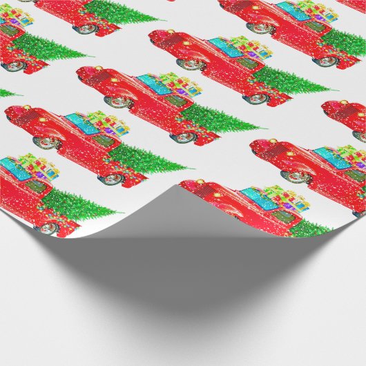  Kerstmis met Red Truck Cadeaupapier (Hoek)
