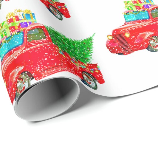 Kerstmis met Red Truck Cadeaupapier (Rol Hoek)