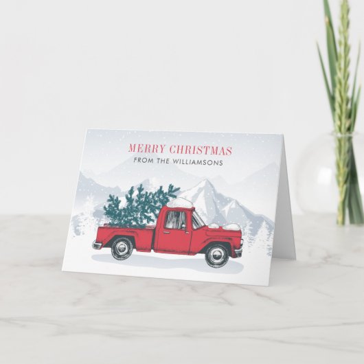  Kerstmis met Red Truck Feestdagen Kaart (Voorkant)