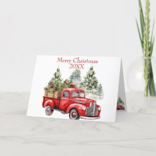 Kerstmis met Red Truck Feestdagen Kaart
