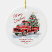  Kerstmis met Red Truck Keramisch Ornament (Achterkant)