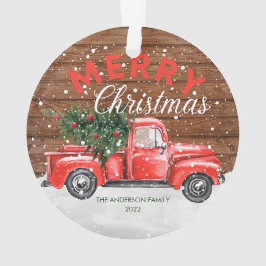  Kerstmis met Red Truck Ornament (achterkant)