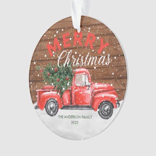  Kerstmis met Red Truck Ornament (voorkant)