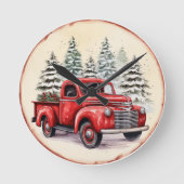  Kerstmis met Red Truck Ronde Klok (Voorkant)
