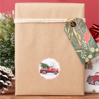  Kerstmis met Red Truck Ronde Sticker