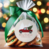 Kerstmis met Red Truck Ronde Sticker