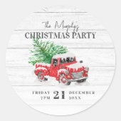  Kerstmis met Red Truck Ronde Sticker (Voorkant)