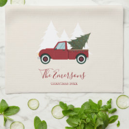  Kerstmis met Red Truck Theedoek