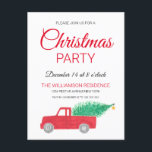 Kerstmis met Red Truck Uitnodiging Briefkaart<br><div class="desc">Nodig uw familie en vrienden uit voor uw kerstviering met deze moderne en rustieke feestuitnodigingen. Ze zijn versierd met een waterverf van een rode vrachtwagen met een kerstboom met een ster op de top. Verander het woord kerst als je iets anders wilt. Personaliseer ze met uw gegevens en geniet van...</div>