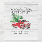  Kerstmis met Red Truck Wijn Etiket (Enkel label)