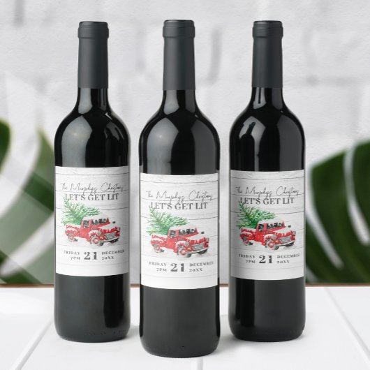  Kerstmis met Red Truck Wijn Etiket