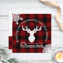 Kerstmis met rendier rood en zwart buffel geruit