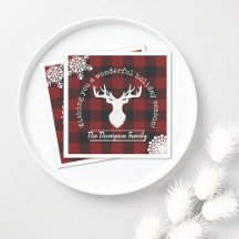Kerstmis met rendier rood en zwart buffel geruit