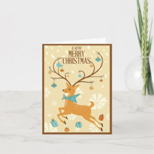 Kerstmis met rendieren met ornamenten uit het midd feestdagen kaart