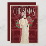 kerstmis met Retro Art Deco Woman Feestdagenkaart<br><div class="desc">A beautiful vintage retro Merry Christmas art deco woman in a gown foliday card. Send out one of these gorgeous art deco women foliday cards to friends and family for a uniunifoliday idea this year. Also perfect for collection. Check out the Art Deco collection in my store for more like...</div>