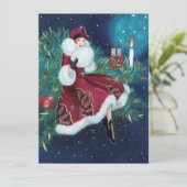 kerstmis met Retro Art Deco Woman Feestdagenkaart (Staand voorkant)