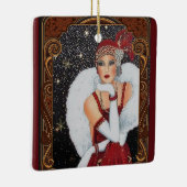 kerstmis met Retro Art Deco Woman Keramisch Ornament (Rechts)