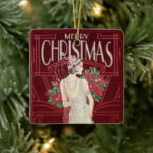  kerstmis met Retro Art Deco Woman