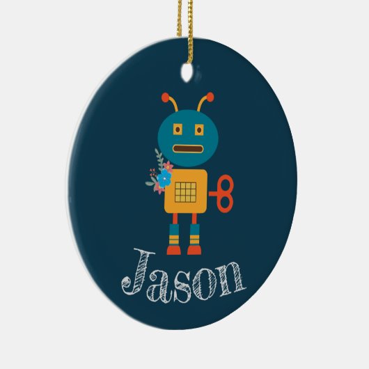 Kerstmis met robot keramisch ornament (Rechts)