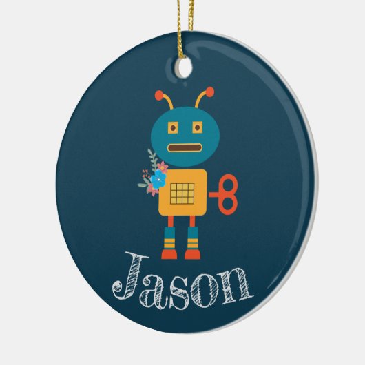 Kerstmis met robot keramisch ornament (Links)