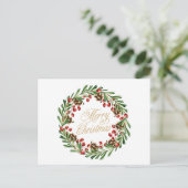 Kerstmis met rode bessen en Pinecones Feestdagenkaart (Staand voorkant)