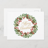 Kerstmis met rode bessen en Pinecones Feestdagenkaart (Voorkant / Achterkant)