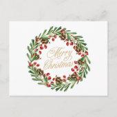 Kerstmis met rode bessen en Pinecones Feestdagenkaart (Voorkant)