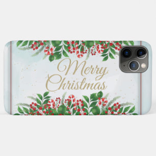 Kerstmis met rode bessen met florale klauw Case-Mate iPhone case
