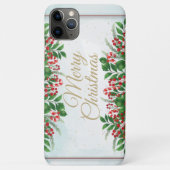 Kerstmis met rode bessen met florale klauw Case-Mate iPhone case (Achterkant)