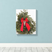 Kerstmis met rode boe canvas afdruk (Insitu (Houten vloer))