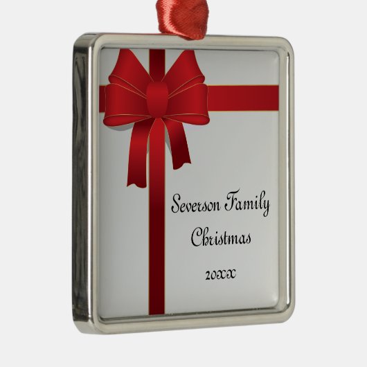 Kerstmis met rode bow metalen ornament (Rechts)