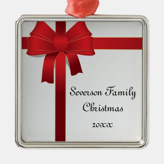 Kerstmis met rode bow metalen ornament (Voorkant)