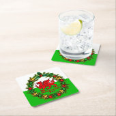 Kerstmis met rode draak met tekstjaar Welsh Flag R Kartonnen Onderzetters (Insitu)
