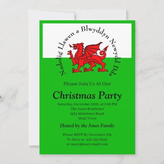 Kerstmis met rode draak met tekstuitslag bewerken kaart (Voorkant)