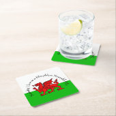 Kerstmis met rode draak met tekstuitslag bewerken kartonnen onderzetters (Insitu)