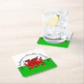 Kerstmis met rode draak met tekstuitslag bewerken kartonnen onderzetters (Insitu)