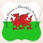 Kerstmis met rode draak met tekstuitslag bewerken kartonnen onderzetters (Voorkant)