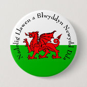 Kerstmis met rode draak met tekstuitslag bewerken ronde button 7,6 cm (Voorkant)