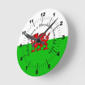 Kerstmis met rode draak met tekstuitslag bewerken ronde klok (Hoek)